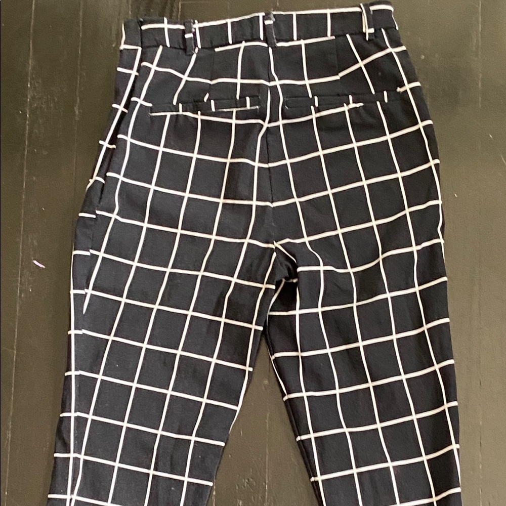 Black and white grid pants